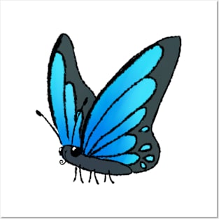 Joyous June Butterfly (Blue) Posters and Art